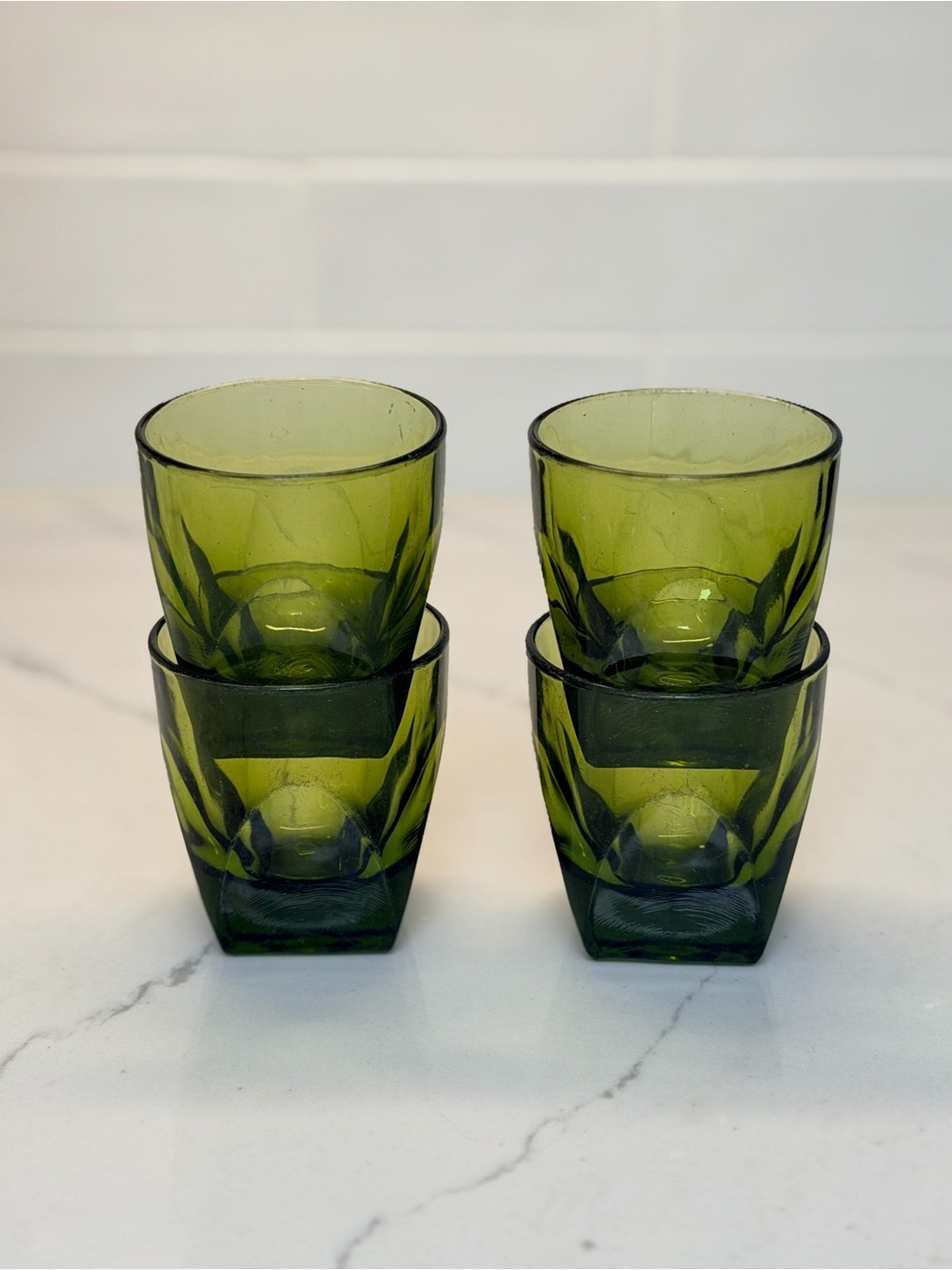 Green Vintage Glass Tumbler Set - 4 Pack
